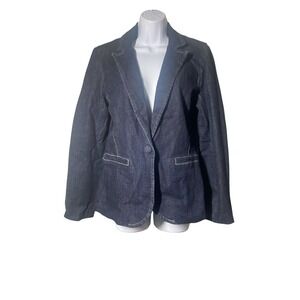 TRUTH by Republic Single Breasted One Button Denim Blazer Jacket Indigo Medium